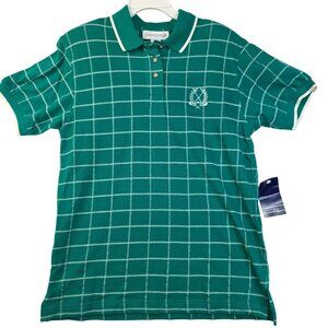 90s Womens Small Polo Green White Check Shoulder Pads Cotton Robert Scott New